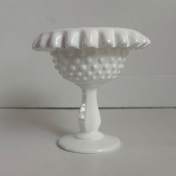 Vintage Fenton hobnail milk glass compote candy dish or base to fairy lamp - Picture 1 of 13